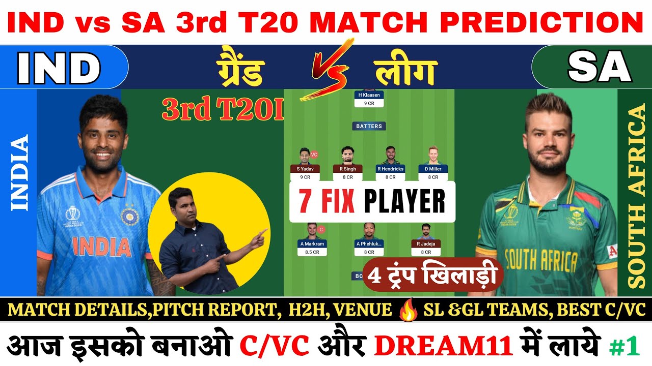 Ind Vs Sa 3rd T20 Dream11 Prediction|sa Vs Ind Dream11 Prediction Today ...