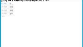 jQuery Add & Remove Dynamically Input Fields in PHP
