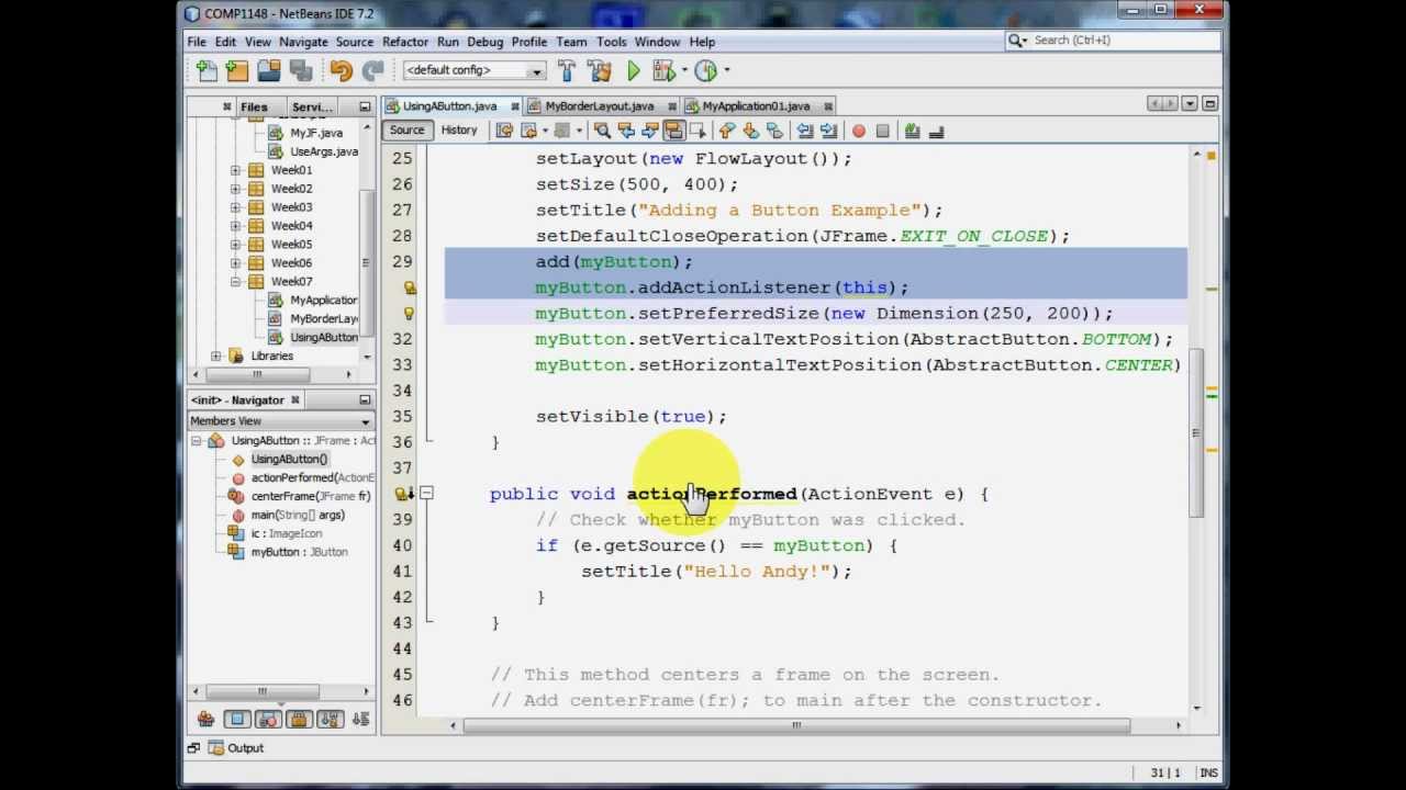 Java Gui Using A Button Youtube