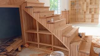 ជាងឈើធ្វើជណ្ដើរផ្ទះថ្ម | Carpenter builds stone house stairs