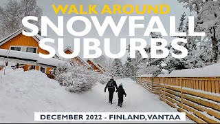 Vantaa Walk: Snowfall in the Suburbs, December 2022, Finland [4K]