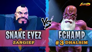 SF6 ▰ Zangief ( Snake Eyez ) Vs. Ranked #3 Dhalsim ( Fchamp )『 Street Fighter 6 』