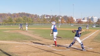 11/7/20200 - Jack Woda throwing out a NoVA Vipers 13u runner at 2B