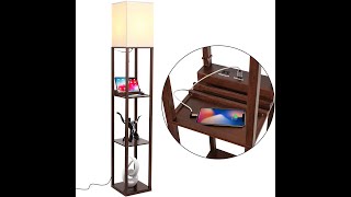 Brightech Maxwell Charger - Shelf Floor Lamp with USB Charging Ports \u0026 Electric Outlet - Review