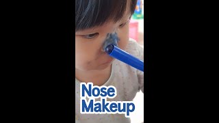 오빠 따라서 코분장을 했어요,nose makeup,지인지우지율