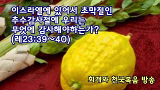 이스라엘에 있어서 초막절인 추수감사절에 우리는 무엇에 감사해야하는가?(레23:39~40)_동탄명성교회 정병진목사