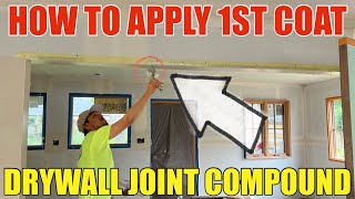 How To Apply The First Coat Of Drywall Mud Lite 3.5 Gallon Premixed Lightweight Joint Compound DIY