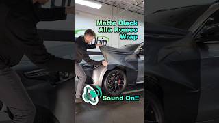 Wrapping this Alfa Romeo in Matte Black 😎 #asmr #asmrsounds #wrap #vinylwrap #carwrap