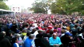 Large crowd gathers for Obama campaign rally