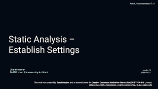 AVCDL static analysis - establish settings