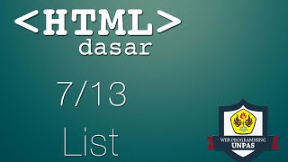 HTML Dasar : List (7/13)