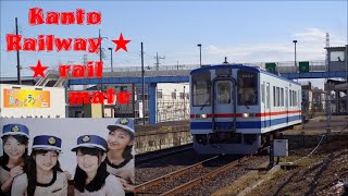 関東鉄道常総線　キハ5004号下妻駅　青い帽子のキハBOYと関鉄メイト四人組　2015/02/13