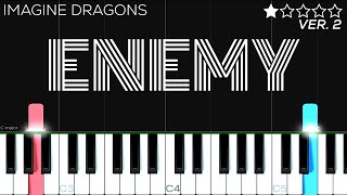 Imagine Dragons x J.I.D - Enemy (from the series Arcane League of Legends) | EASY Piano Tutorial