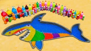 Satisfying Video l How to make Rainbow Fierce Shark from Cement & Orbeez, Giant Coca Cola and Mentos