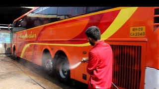 VOLVO B9R GETTING WASHED OF KONDUSKAR TRAVELS  BY ARUJ GURAV