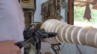 Woodturning big open segmented vase