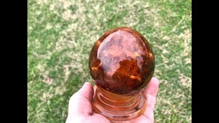 Wood turning a Copper Lava Globe