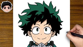 How to Draw IZUKU MIDORIYA from My Hero Academia | Easy Step-by-Step