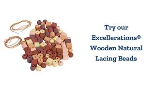 Excellerations® Wooden Natural Lacing Beads - 80 Pieces