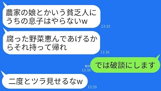 結婚の挨拶で農家の私を貧乏だと決めつけ、腐った野菜を投げつけて追い返した婚約者の母。「これ持って帰れ」と言われて帰ったら、義母が大泣きする羽目に…w