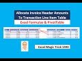 EMT 1493: Excel Formulas PivotTable: Allocate Invoice Header Amounts To Transaction Line Table