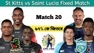 St Kitts and Nevis Patriots vs Saint Lucia Kings match prediction, SNP vs SLK 20th match prediction,