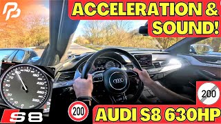 630HP Audi S8 // ACCELERATION \u0026 CUSTOM EXHAUST SOUND  *STAGE 1 ECU TUNE*