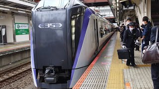 E353系 S113編成 特急かいじ24号新宿行が八王子駅2番線を発車するシーン