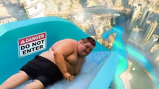 he couldn't escape this WATER SLIDE..