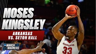 Arkansas' Moses Kingsley with 23 points, 4 BIG blocks vs. Seton Hall!