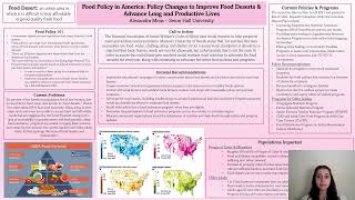 Food Policy in US Policy Changes to Improve Food Deserts &          Advance Long & Productive Lives