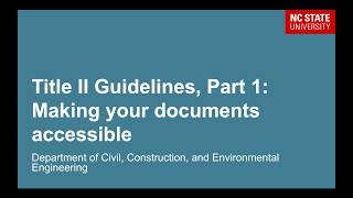 ADA Title II Guidelines, Part 1: Accessible Documents