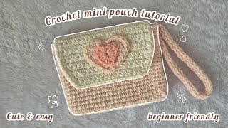 Crochet mini pouch tutorial 💗 | cute and easy | beginner friendly