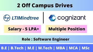 Cognizant and LTI Mindtree is hiring | Salary  5+ LPA | Fresher's Eligible