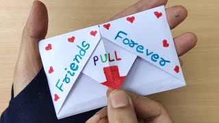 DIY- SURPRISE MESSAGE CARD FOR FRIENDSHIP DAY | Pull Tab Origami Envelope Card | Friendship Day Card