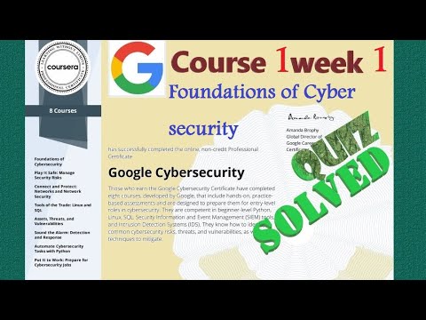 Answers | Foundations Of Cyber Security| Course 1 Week 1 |solved|Google ...