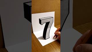 Amazing 3D Trick Number (7) Real Illusion on Paper 😱 #shorts #drawing #trick #magic #art #draw #fyp