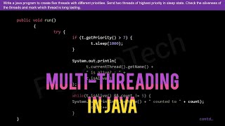 Write a java program to create five threads with different priorities | Multithreading in Java