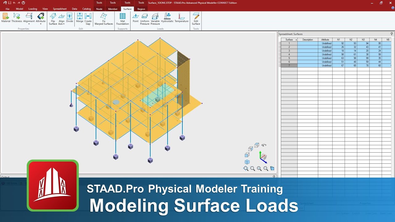 Modeling Surface Loading In The Staad Pro Physical Modeler Youtube