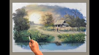 Learn acrylic painting / hometown landscape