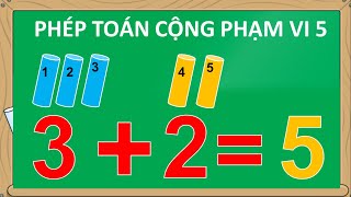 Toán lớp 1, dạy bé học phép toán cộng trong phạm vi 5 với các cây que - Thanh nấm