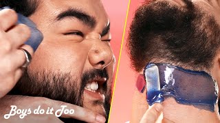 Men Try Beard Waxing For The First Time - No More Shaving!!