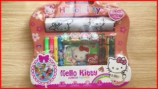 Bộ tô màu tranh cuộn có bút lông và con dấu mèo Hello Kitty cùng mẹ đi mua sắm (Chim Xinh channel)