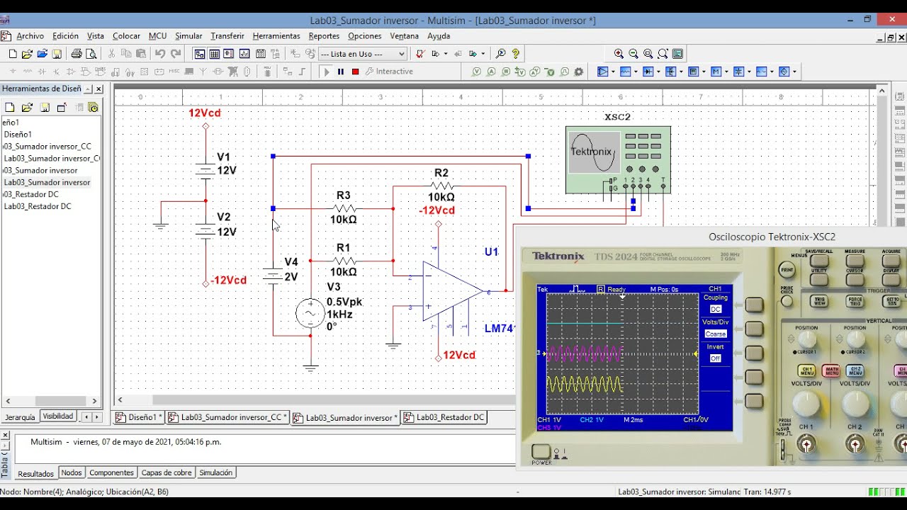 Sumador Y Restador Con Amplificador Operacional En Multisim - YouTube