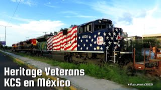 Locomotora conmemorativa KCS 4006 Veterans en México con el tren Intermodal Lázaro-Chicago