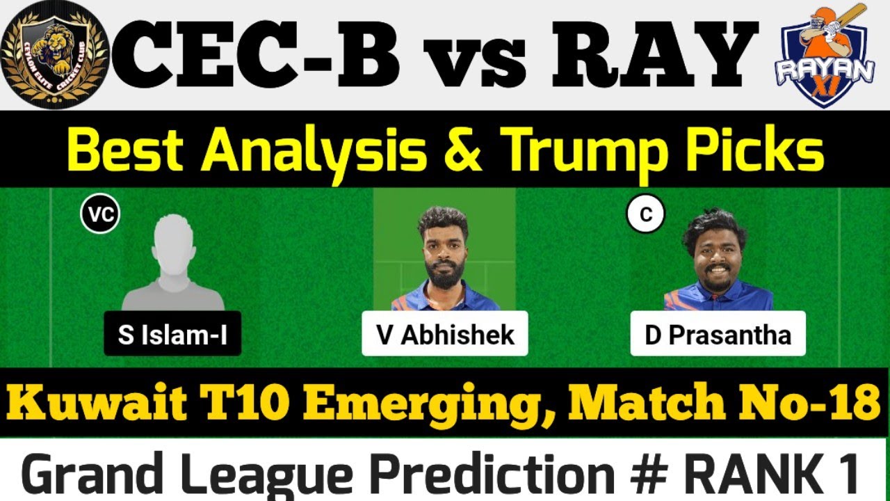 CEC-B Vs RAY Dream11 Prediction|CEC-B Vs RAY Dream11 Team| CEC-B Vs RAY ...