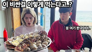 My Wife Got Shocked By Wild Korean Seafood 😂 | Massive shells.. | huge Octopus