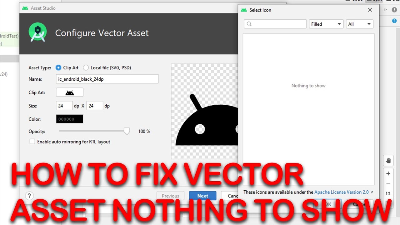 Fixed Nothing To Show Vector Asset Icon Android Studio 4 1 Youtube