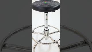 BS17   Adjustable Height Stool with Stainless Steel Base \u0026 Caster Wheels – Versatile Black PU Top fo