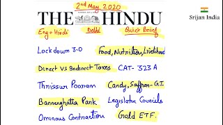 2nd May, 2020 | Newspaper Brief | The Hindu | Srijan India